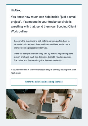 Professional training · Introduce a peer to a specialist programme email design preview
