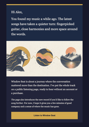 Musician · Give a former listener something new to hear email design preview