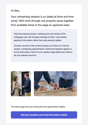 Property viewing app · Prepare for a paid onboarding appointment email design preview