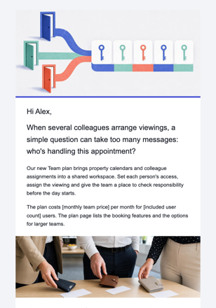 Property viewing app · Launch a paid team plan email design preview
