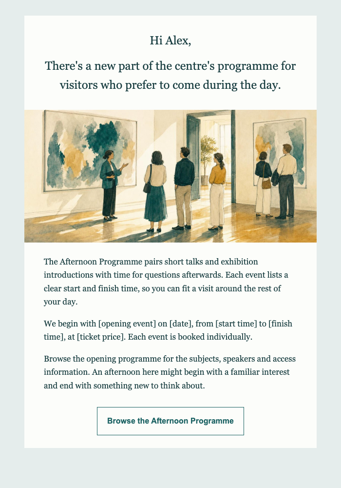 Cultural center · Introduce a daytime culture programme email design preview