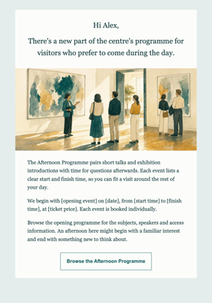 Cultural center · Introduce a daytime culture programme email design preview