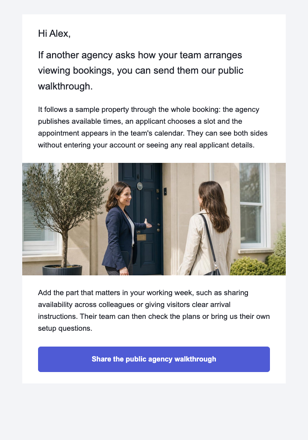 Property viewing app · Reach another independent agency email design preview