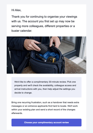 Property viewing app · Thank an established agency with account attention email design preview