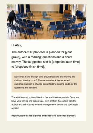 Independent book store · Follow up on a school author event email design preview
