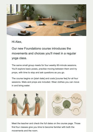 Yoga studio · Introduce a foundations series email design preview
