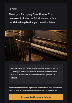 Musician · A closer listen to the record email design preview