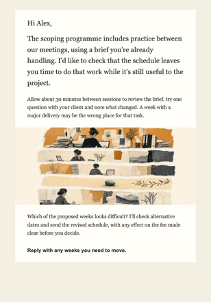 Professional training · Address the time commitment of a bespoke programme email design preview