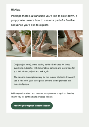Estúdio de yoga · Reconheça uma prática contínua email design preview