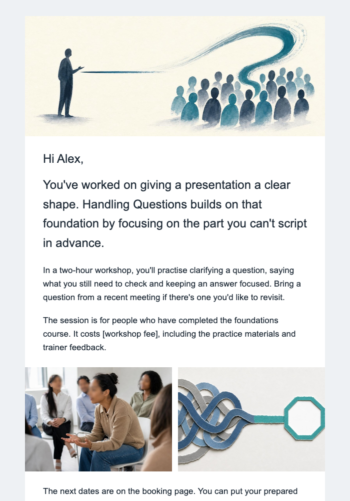 Professional training · Offer the next level after a foundation course email design preview