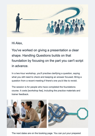 Professional training · Offer the next level after a foundation course email design preview