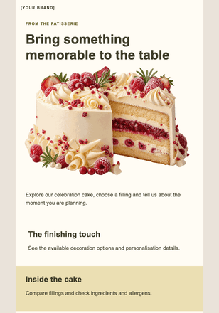 A cake with a little occasion in it email design preview