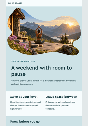 Breathe a little wider email design preview