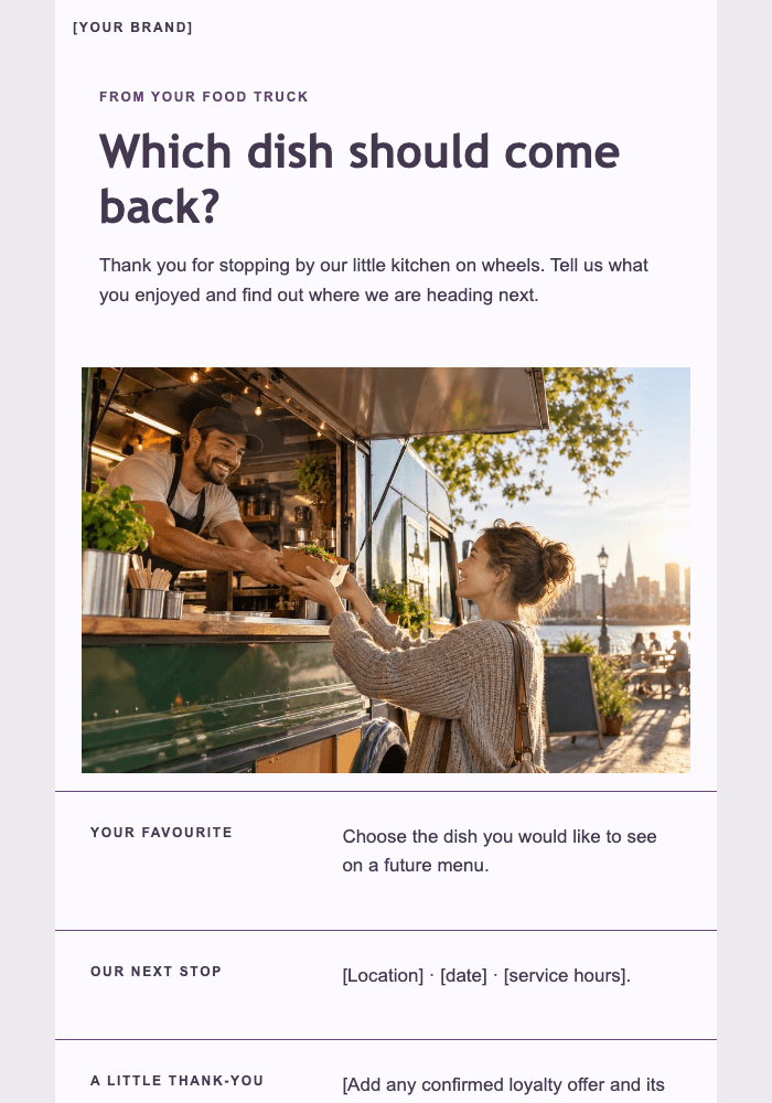 See you at the next stop email design preview