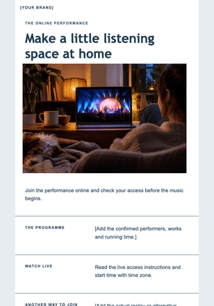 A concert wherever you are email design preview