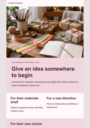 A wish list with creative possibilities email design preview