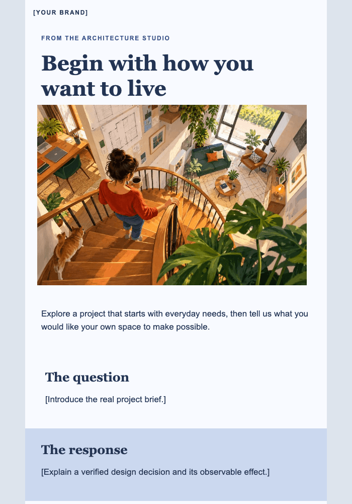 A different way to think about the room email design preview