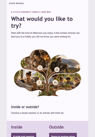 Find your weekend thing email design preview