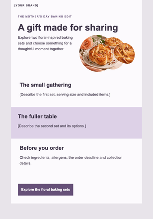 A little bloom for the cake table email design preview