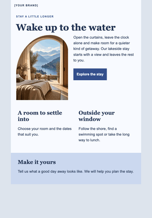The lake, at your pace email design preview