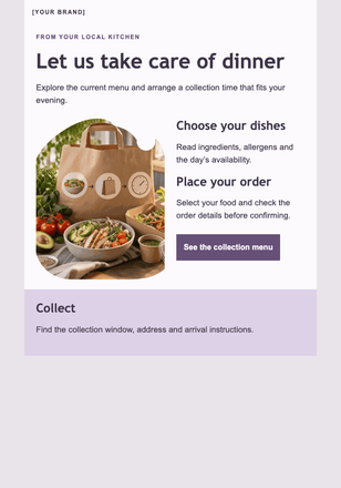 Good food, ready for collection email design preview