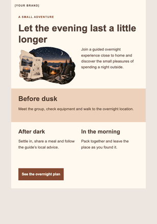 Your first night outdoors email design preview