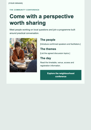 A day of neighbourhood ideas email design preview