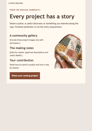 Show us what you have been sewing email design preview