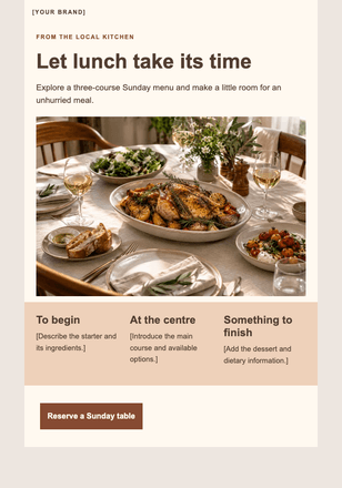 Sunday, around our table email design preview