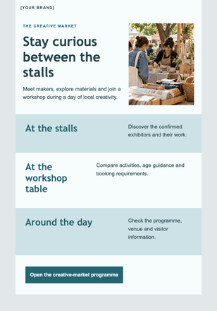 A market with things to make as well as buy email design preview