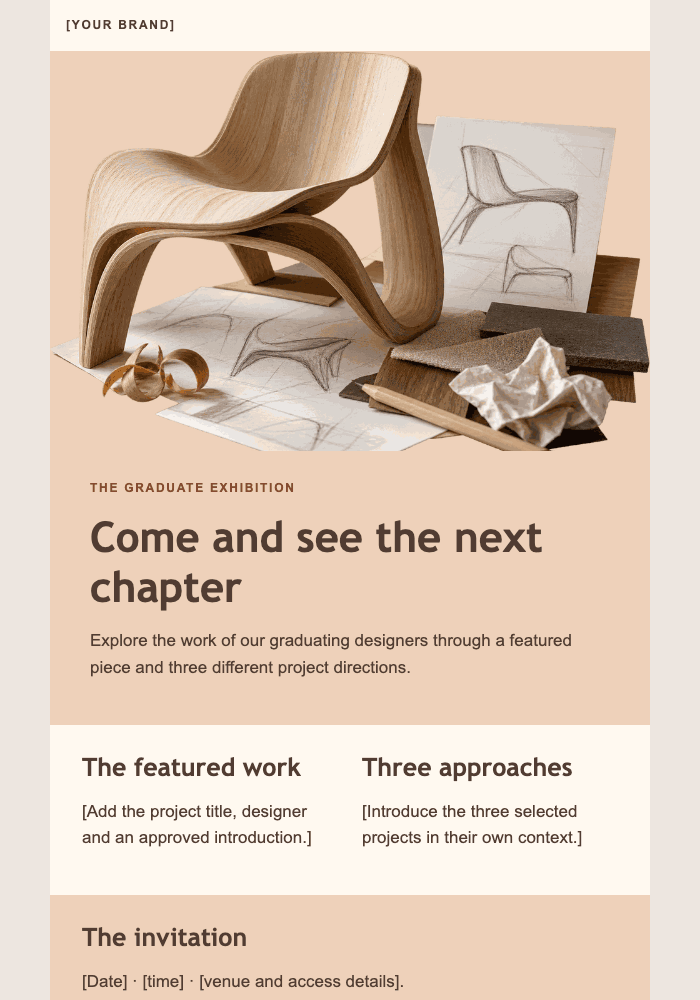 Ideas, ready to leave the studio email design preview