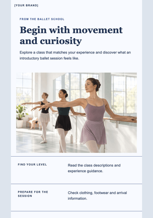 Your first place at the barre email design preview