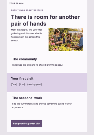 Welcome to the garden club email design preview
