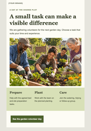 Help the community garden grow email design preview