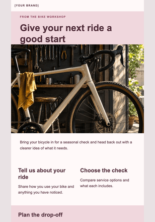 More riding, less routine email design preview