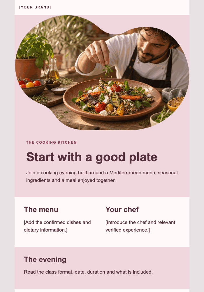 An evening around the Mediterranean table email design preview