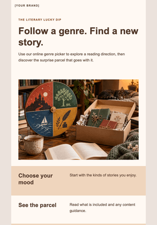 Let the next chapter surprise you email design preview