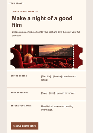 Your next cinema evening email design preview
