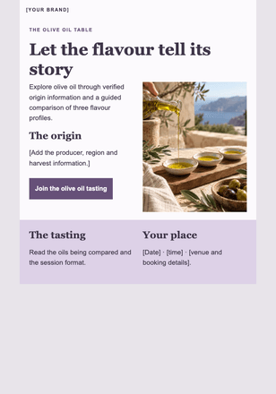 A tasting in three aromas email design preview