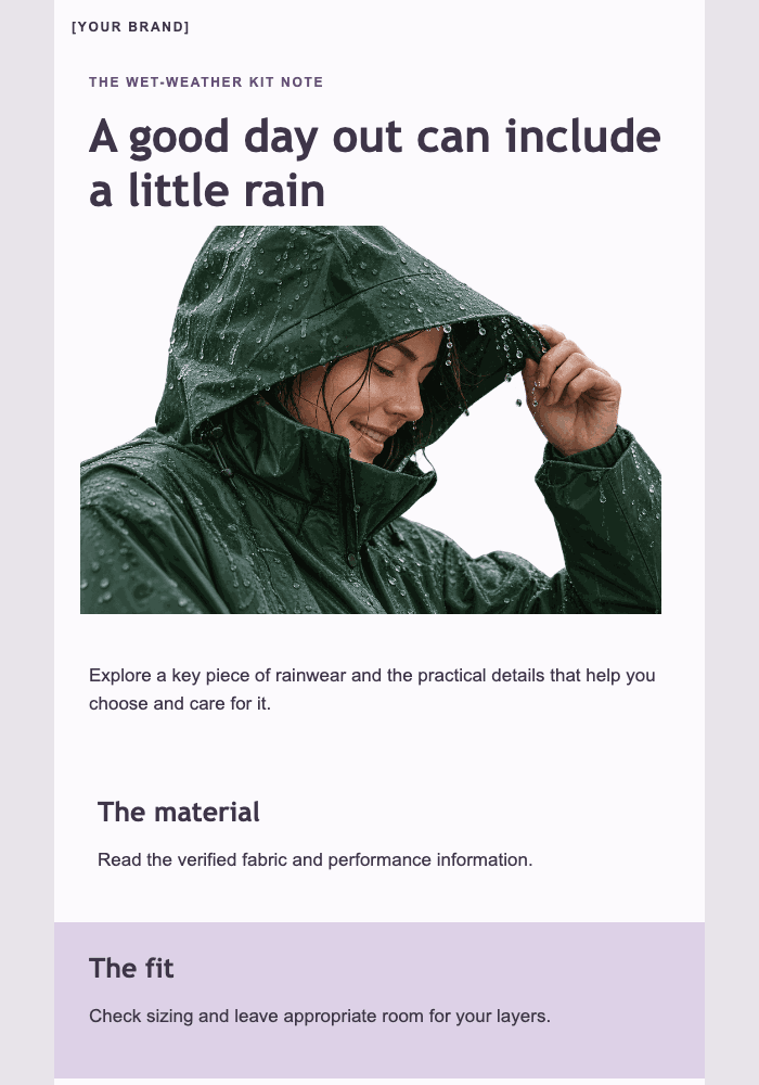Ready for the rainy part email design preview
