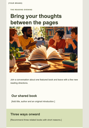 A book, a table, a good conversation email design preview