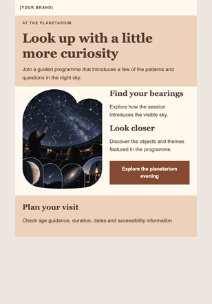 An evening among the stars email design preview