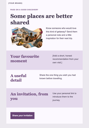 A trip worth telling a friend about email design preview