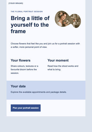 A portrait in bloom email design preview