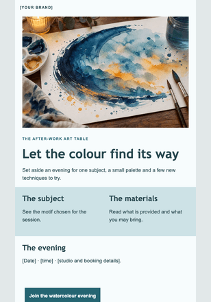 An evening in watercolour email design preview