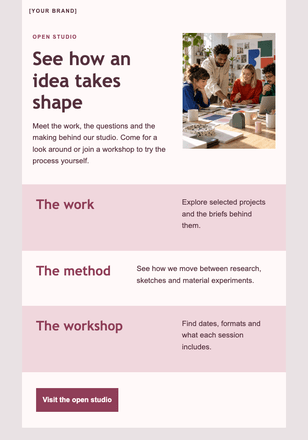 Step inside the design studio email design preview