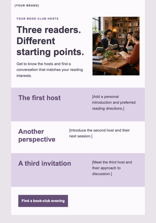 Meet the people around the book table email design preview
