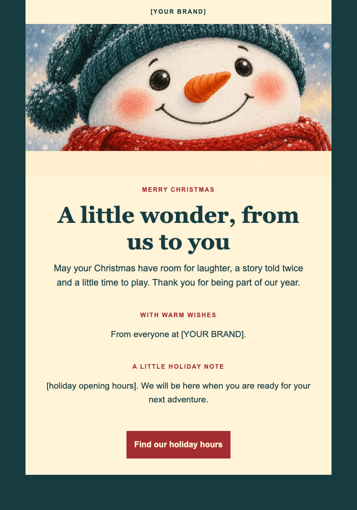 Snowpost from the toyshop email design preview