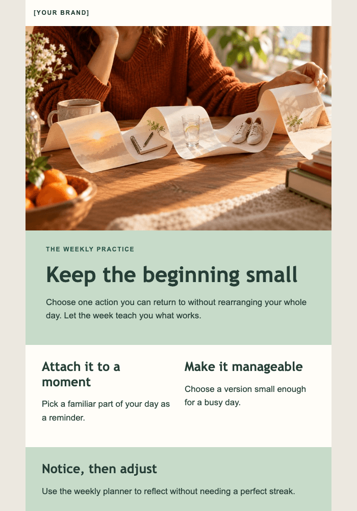 One small habit, this week email design preview