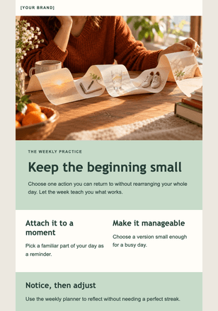 One small habit, this week email design preview
